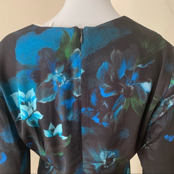 NWT JIGSAW LONDON Romantic Twist Front Navy Floral V-Neck Long Sleeve Midi Dress - Picture 11 of 16